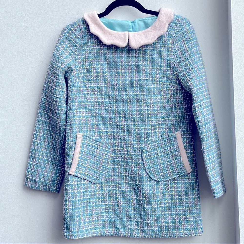 Chicwish NWOT heavy tweed baby blue light blue dress with white collar - Picture 5 of 5